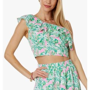 $278 Lilly Pulitzer Kasida Ruffle size 14 in Just Wing It Botanical Green m10